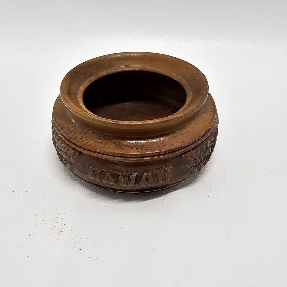 Hand-Carved Wooden Bowl HAWAII Souvenir Vintage Philippines Marked
